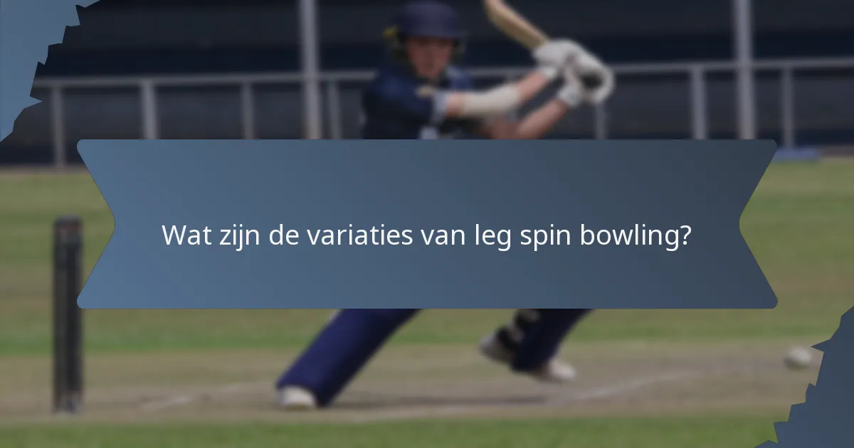 Wat zijn de variaties van leg spin bowling?